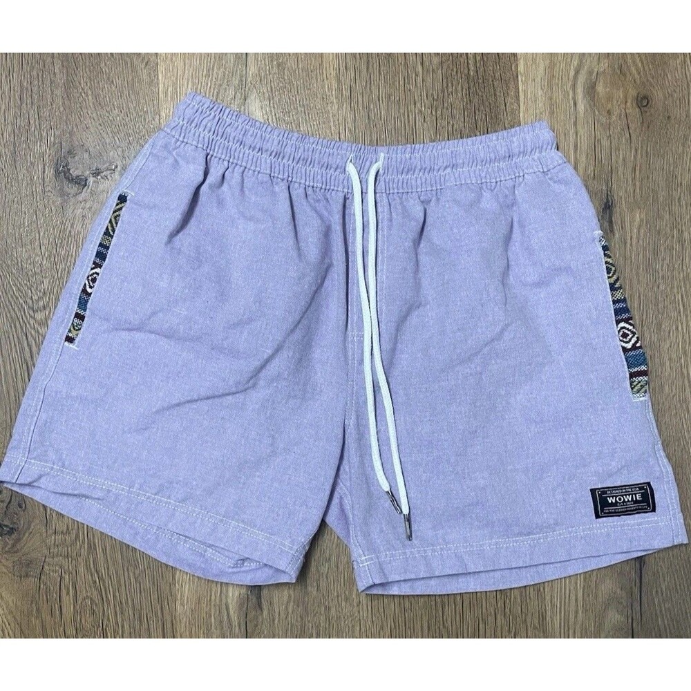 Wowie Purple Shorts Mens Small 4" OG Casual Tretoron Aztec Stretch Flex Preppy